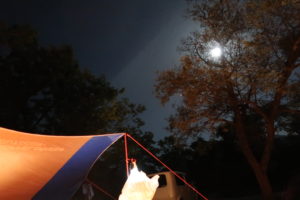 夜のキャンプと月1