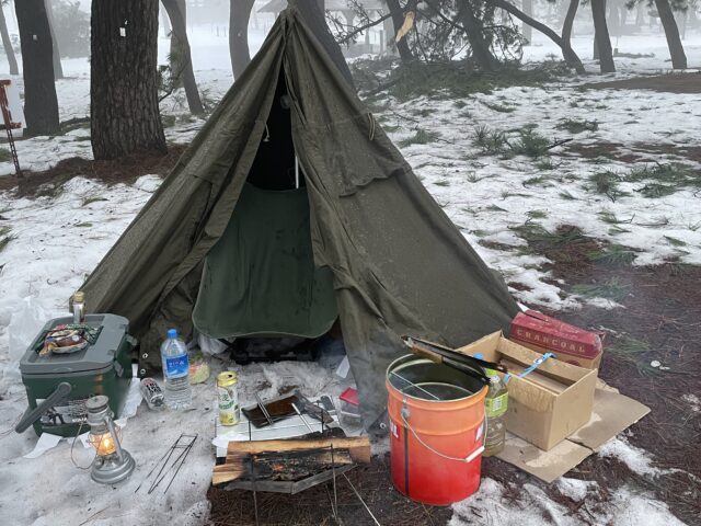 初の雪中ソロキャンプ (23)